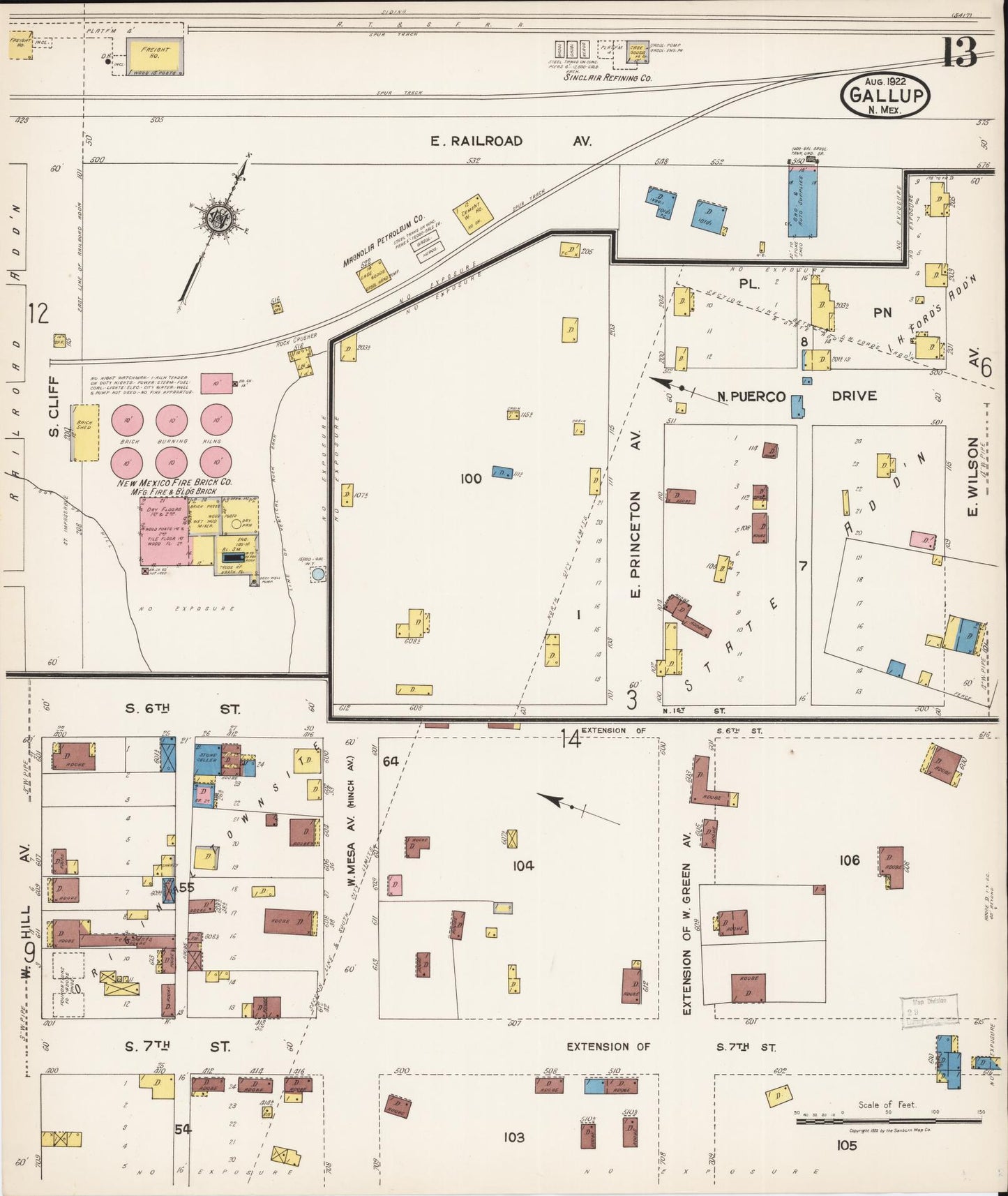 Sanborn Fire Insurance Map from Gallup, Mckinley County, New Mexico (1922), Sheet #0013 - Complete Map Set gallery image, historic Sanborn map, vintage wall art, New Mexico New Mexico