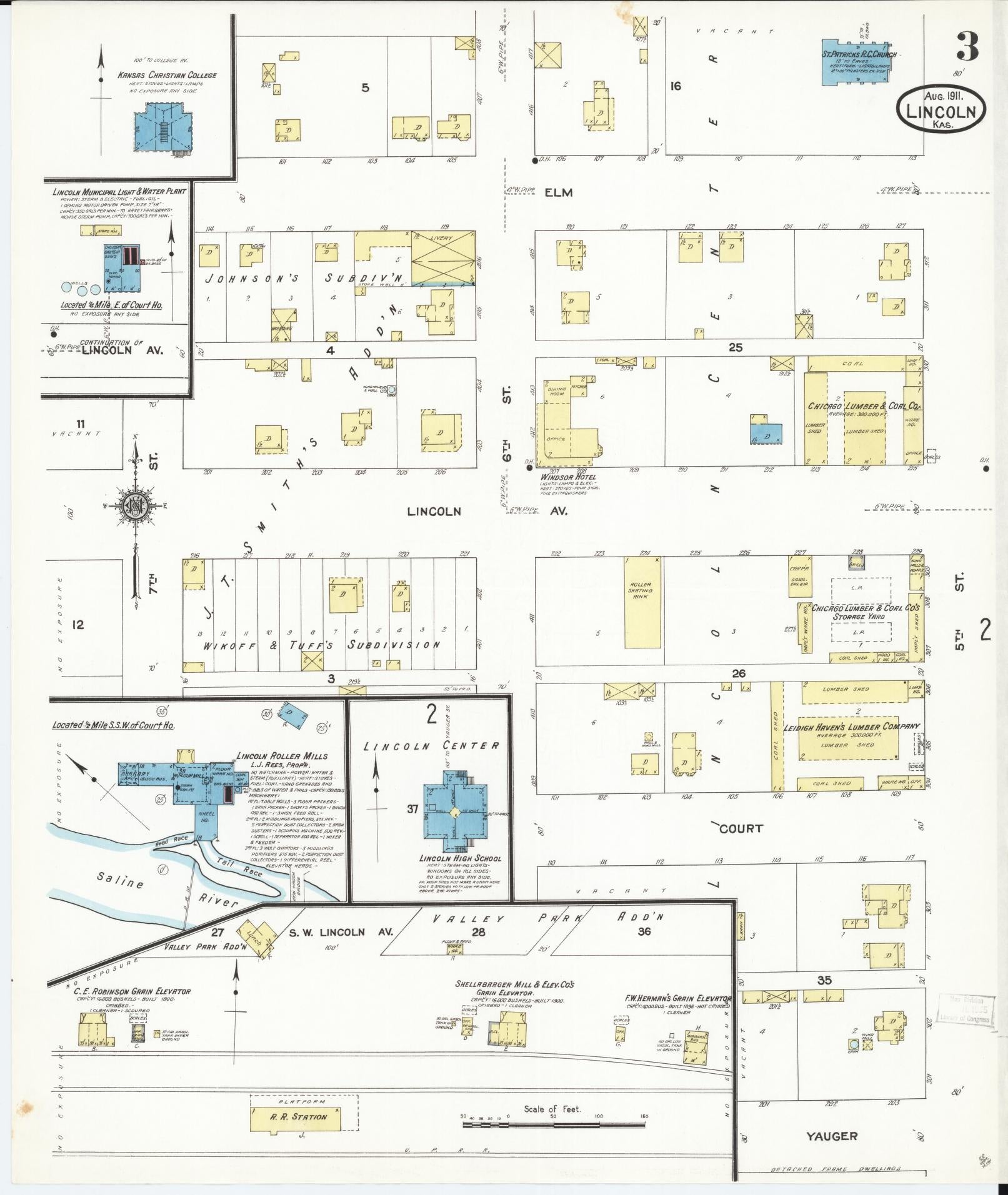 Sanborn Fire Insurance Map from Lincoln, Lincoln County, Kansas (1911), Sheet #0003 - Historic Sanborn Fire Insurance Map Print, vintage old map wall art, antique decor, genealogy gift, Kansas Kansas map