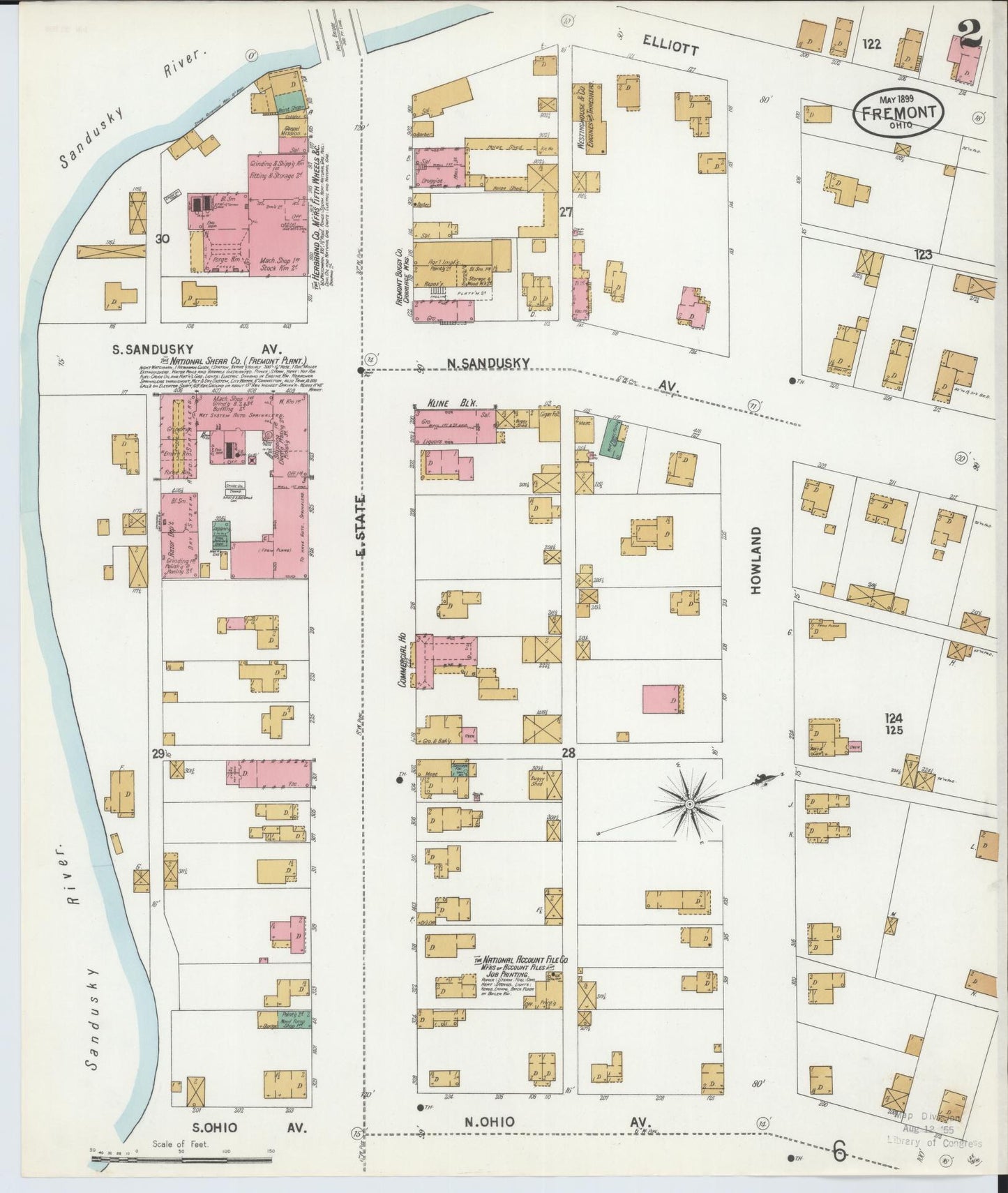 Sanborn Fire Insurance Map from Fremont, Sandusky County, Ohio (1899), Sheet #0002 - Historic Sanborn Fire Insurance Map Print, vintage old map wall art, antique decor, genealogy gift, Ohio Ohio map