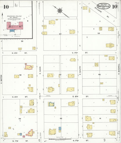 Sanborn Fire Insurance Map from Batesville, Independence County, Arkansas (1923), Sheet #0010 - Complete Map Set gallery image, historic Sanborn map, vintage wall art, Arkansas Arkansas