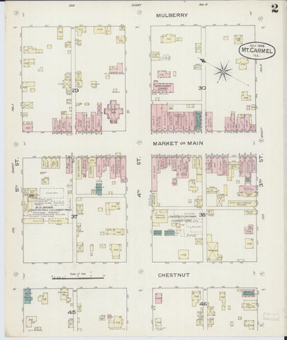 Sanborn Fire Insurance Map from Mount Carmel, Wabash County, Illinois (1886), Sheet #0002 - Complete Map Set gallery image, historic Sanborn map, vintage wall art, Illinois Illinois