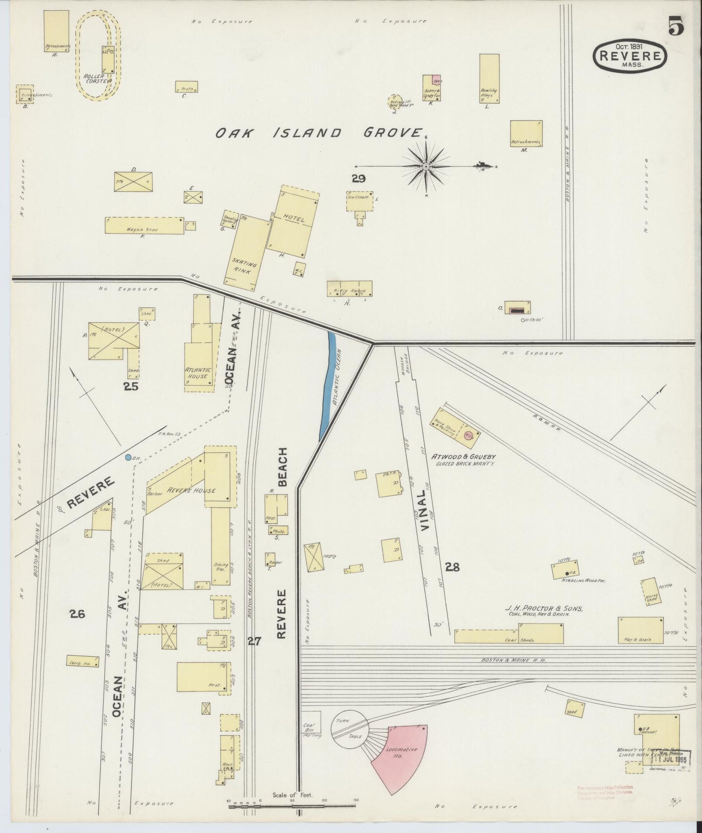 Sanborn Fire Insurance Map from Revere, Suffolk County, Massachusetts (1891), Sheet #0005 - Complete Map Set gallery image, historic Sanborn map, vintage wall art, Massachusetts Massachusetts