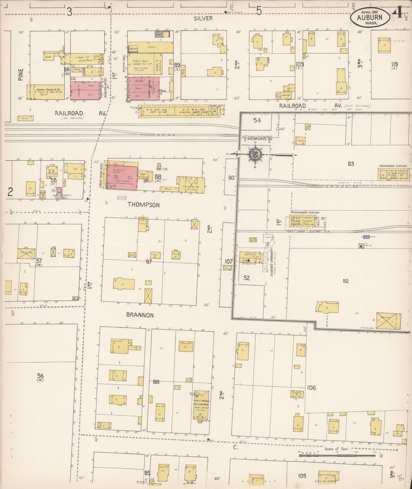 Sanborn Fire Insurance Map from Auburn [see also Slaughter], King County, Washington (1910), Sheet #0004 - Complete Map Set gallery image, historic Sanborn map, vintage wall art, Washington Washington