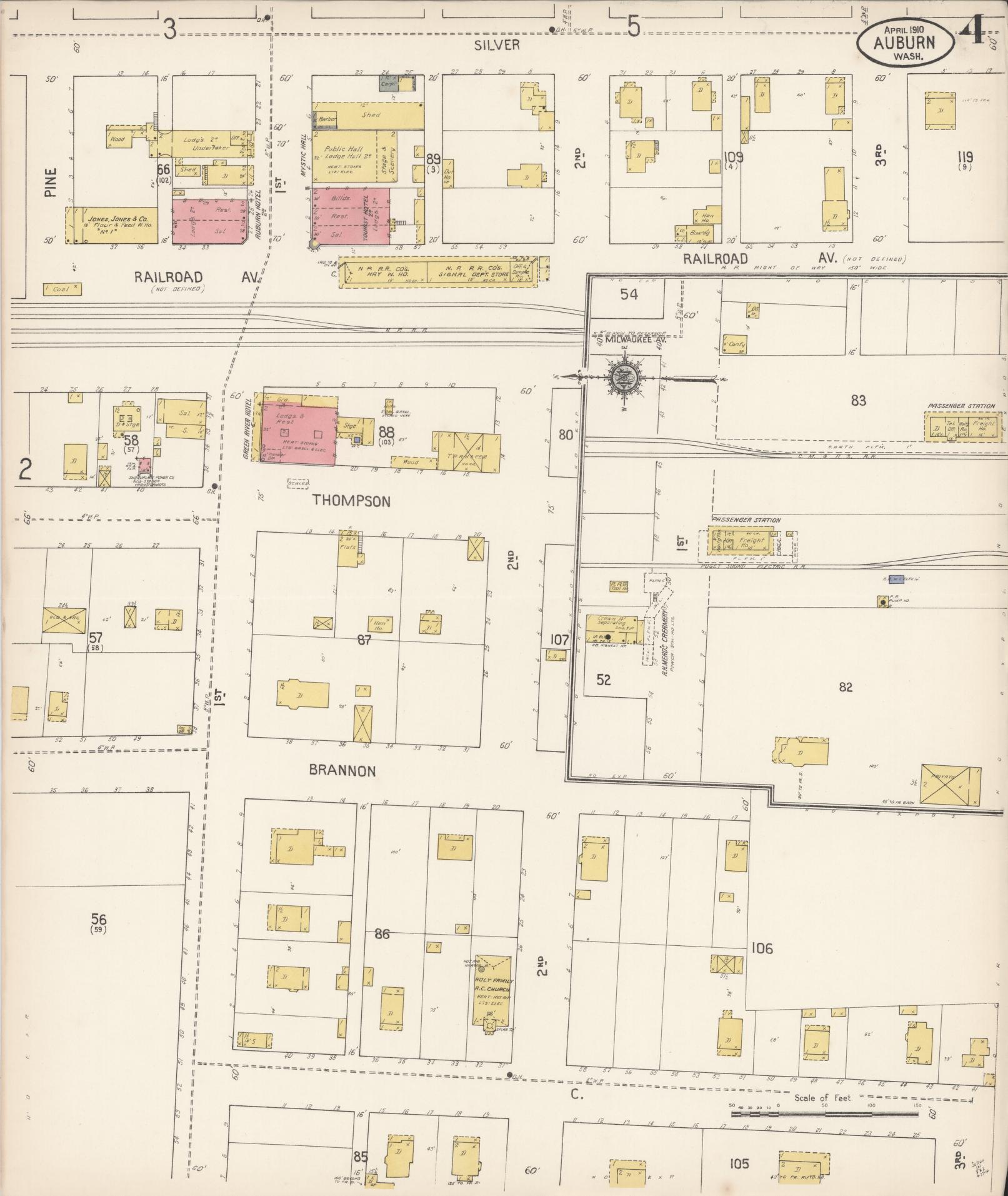 Sanborn Fire Insurance Map from Auburn [see also Slaughter], King County, Washington (1910), Sheet #0004 - Complete Map Set gallery image, historic Sanborn map, vintage wall art, Washington Washington