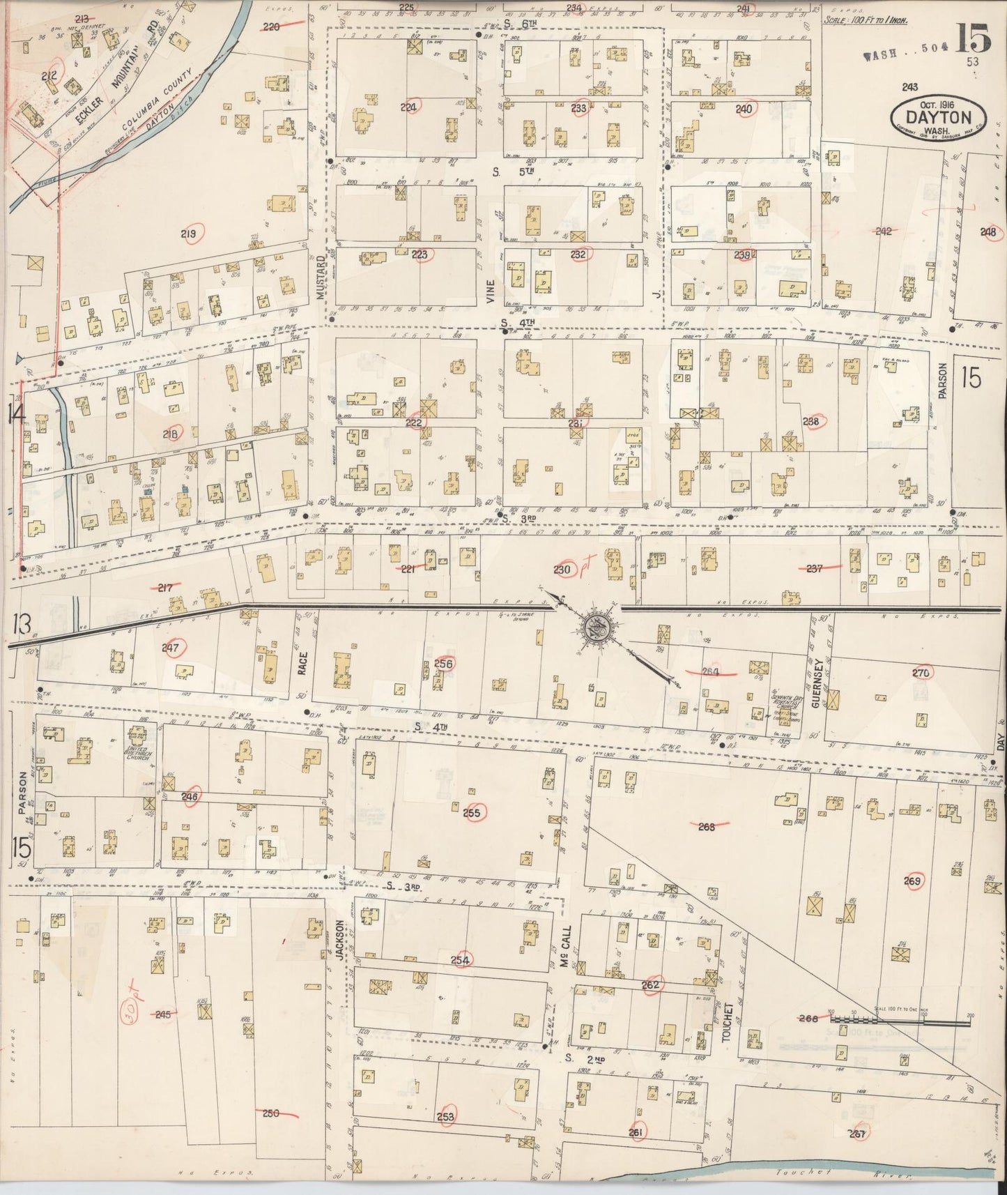 Sanborn Fire Insurance Map from Dayton, Columbia County, Washington (1943), Sheet #0015 - Complete Map Set gallery image, historic Sanborn map, vintage wall art, Washington Washington