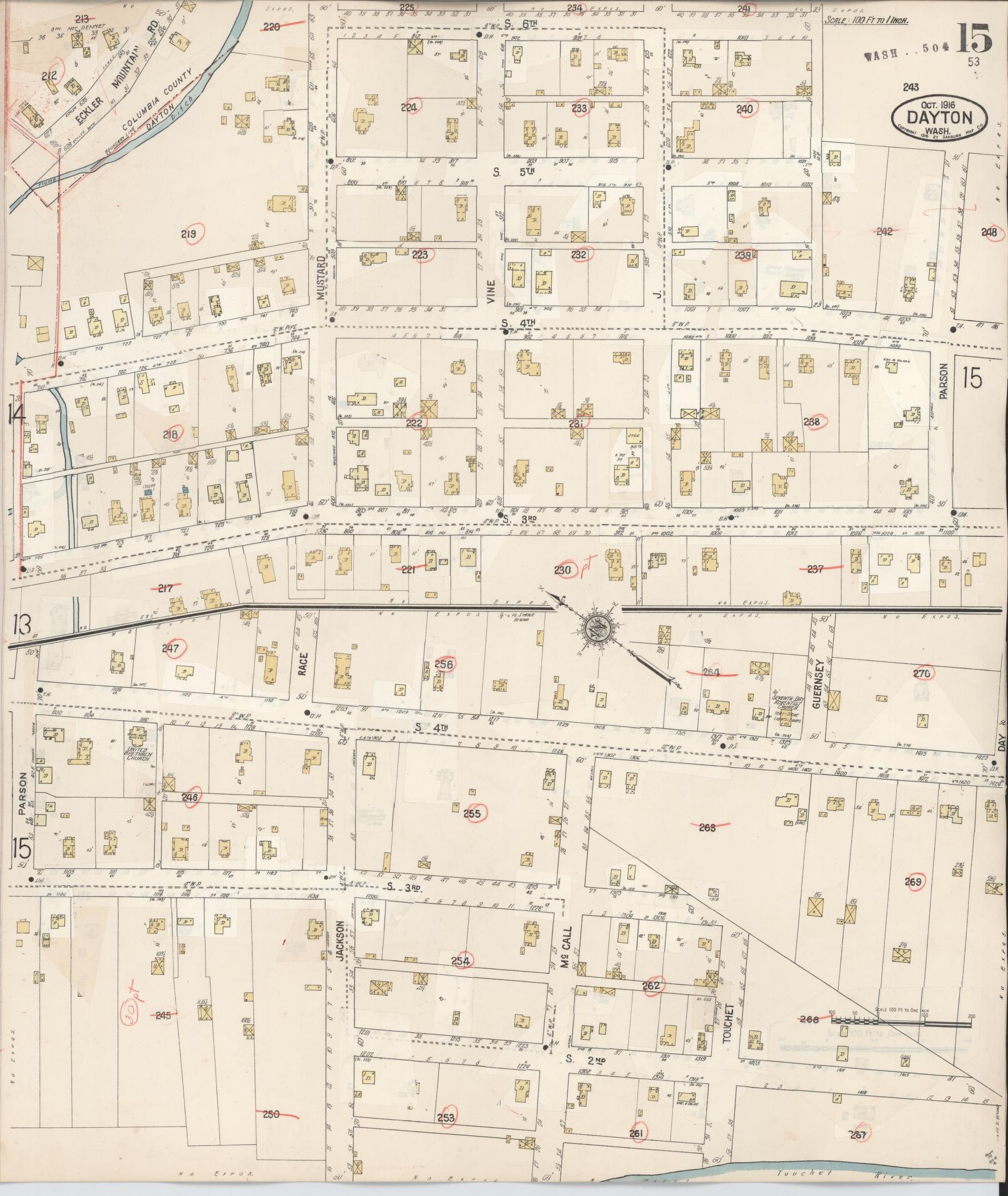 Sanborn Fire Insurance Map from Dayton, Columbia County, Washington (1943), Sheet #0015 - Complete Map Set gallery image, historic Sanborn map, vintage wall art, Washington Washington