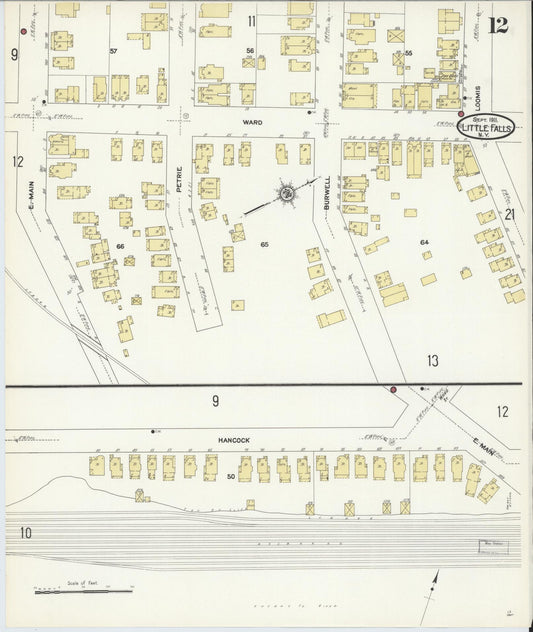 Sanborn Fire Insurance Map from Little Falls, Herkimer County, New York (1911), Sheet #0012 - Historic Sanborn Fire Insurance Map Print, vintage old map wall art, antique decor, genealogy gift, New York New York map