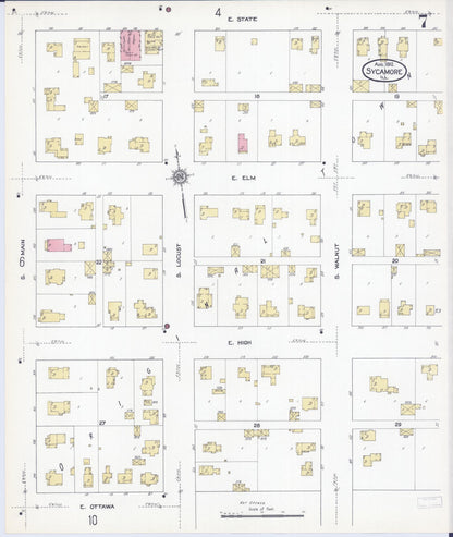 Sanborn Fire Insurance Map from Sycamore, De Kalb County, Illinois (1912), Sheet #0007 - Complete Map Set gallery image, historic Sanborn map, vintage wall art, Illinois Illinois