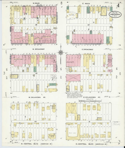Sanborn Fire Insurance Map from Anadarko, Caddo County, Oklahoma (1910), Sheet #0004 - Complete Map Set gallery image, historic Sanborn map, vintage wall art, Oklahoma Oklahoma