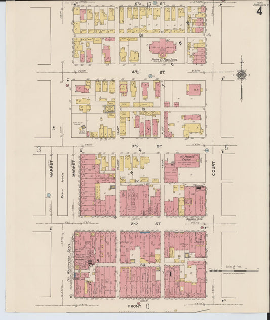 Sanborn Fire Insurance Map from Portsmouth, Scioto County, Ohio (1921), Sheet #0004 - Historic Sanborn Fire Insurance Map Print, vintage old map wall art, antique decor, genealogy gift, Ohio Ohio map