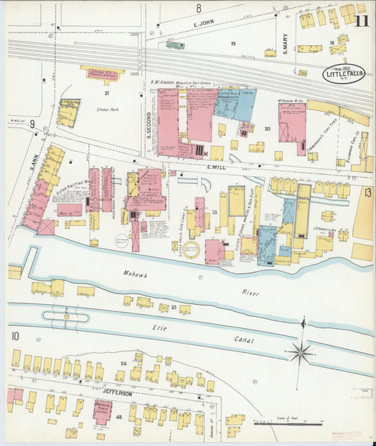 Sanborn Fire Insurance Map from Little Falls, Herkimer County, New York (1900), Sheet #0011 - Historic Sanborn Fire Insurance Map Print, vintage old map wall art, antique decor, genealogy gift, New York New York map