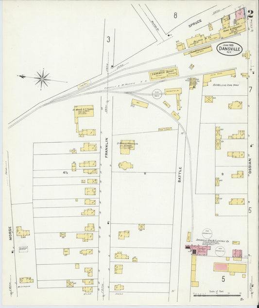 Sanborn Fire Insurance Map from Dansville, Livingston County, New York (1909), Sheet #0002 - Historic Sanborn Fire Insurance Map Print, vintage old map wall art, antique decor, genealogy gift, New York New York map