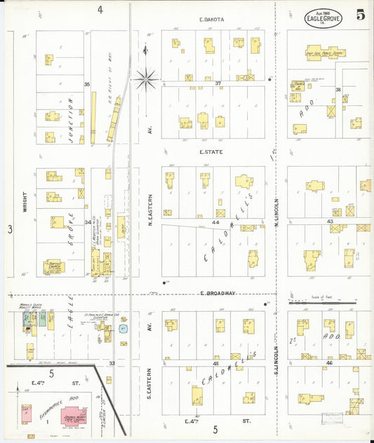 Sanborn Fire Insurance Map from Eagle Grove, Wright County, Iowa (1900), Sheet #0005 - Historic Sanborn Fire Insurance Map Print, vintage old map wall art