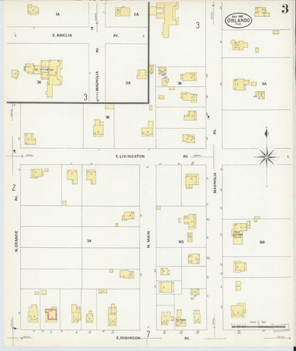 Sanborn Fire Insurance Map from Orlando, Orange County, Florida (1908), Sheet #0003 - Complete Map Set gallery image, historic Sanborn map, vintage wall art, Florida Florida