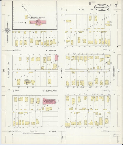 Sanborn Fire Insurance Map from Spring Valley, Bureau County, Illinois (1913), Sheet #0007 - Complete Map Set gallery image, historic Sanborn map, vintage wall art, Illinois Illinois