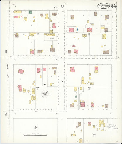 Sanborn Fire Insurance Map from Provo, Utah County, Utah (1900), Sheet #0022 - Complete Map Set gallery image, historic Sanborn map, vintage wall art, Provo Utah