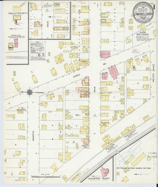 Sanborn Fire Insurance Map from Campbellsport, Fond du Lac County, Wisconsin (1910), Sheet #0001 - Complete Map Set gallery image, historic Sanborn map, vintage wall art, Wisconsin Wisconsin
