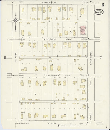 Sanborn Fire Insurance Map from Dwight, Livingston County, Illinois (1914), Sheet #0006 - Historic Sanborn Fire Insurance Map Print, vintage old map wall art, antique decor, genealogy gift, Illinois Illinois map