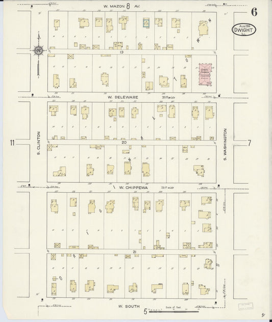 Sanborn Fire Insurance Map from Dwight, Livingston County, Illinois (1914), Sheet #0006 - Historic Sanborn Fire Insurance Map Print, vintage old map wall art, antique decor, genealogy gift, Illinois Illinois map