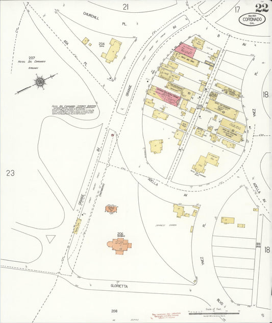 Sanborn Fire Insurance Map from Coronado, San Diego County, California (1921), Sheet #0022 - Historic Sanborn Fire Insurance Map Print, vintage old map wall art, antique decor, genealogy gift, California California map