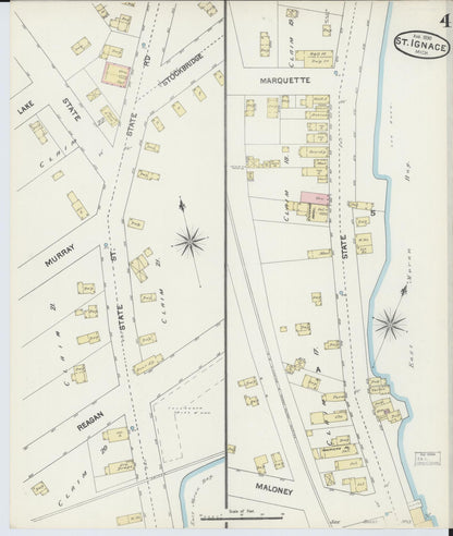 Sanborn Fire Insurance Map from Saint Ignace, Mackinac County, Michigan (1890), Sheet #0004 - Complete Map Set gallery image, historic Sanborn map, vintage wall art, Michigan Michigan