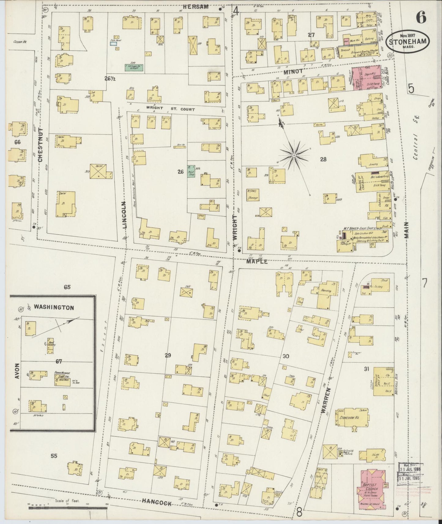 Sanborn Fire Insurance Map from Stoneham, Middlesex County, Massachusetts (1897), Sheet #0006 - Historic Sanborn Fire Insurance Map Print, vintage old map wall art, antique decor, genealogy gift, Massachusetts Massachusetts map