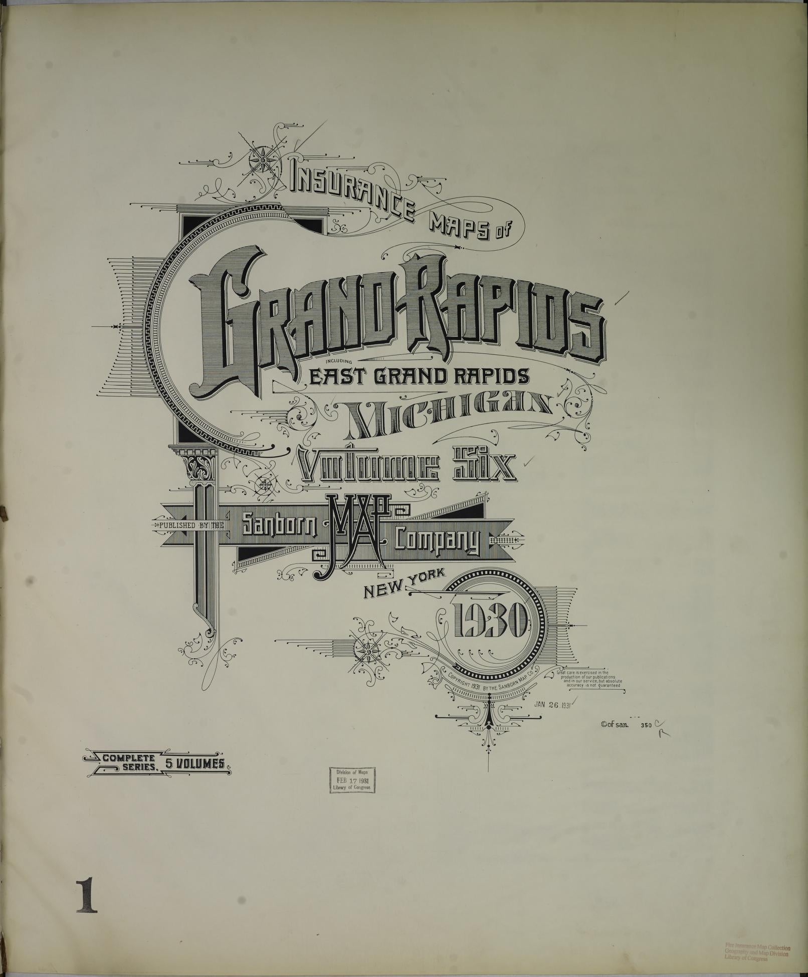 Sanborn Fire Insurance Map from Grand Rapids, Kent County, Michigan. (1930) – Historic Sanborn Fire Insurance Map Print