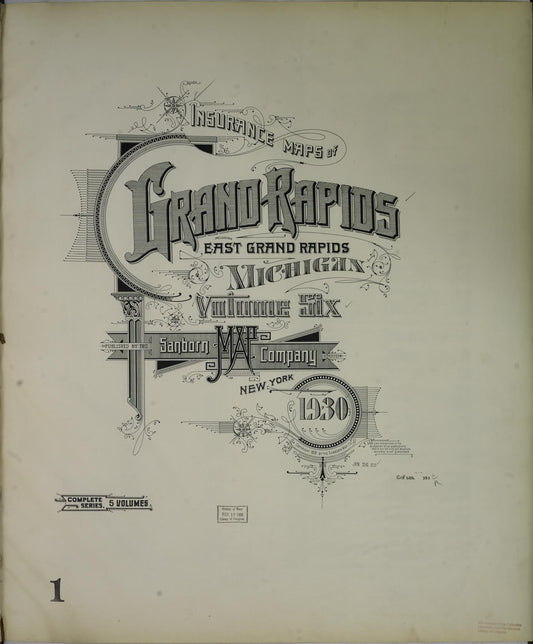 Sanborn Fire Insurance Map from Grand Rapids, Kent County, Michigan. (1930) – Historic Sanborn Fire Insurance Map Print