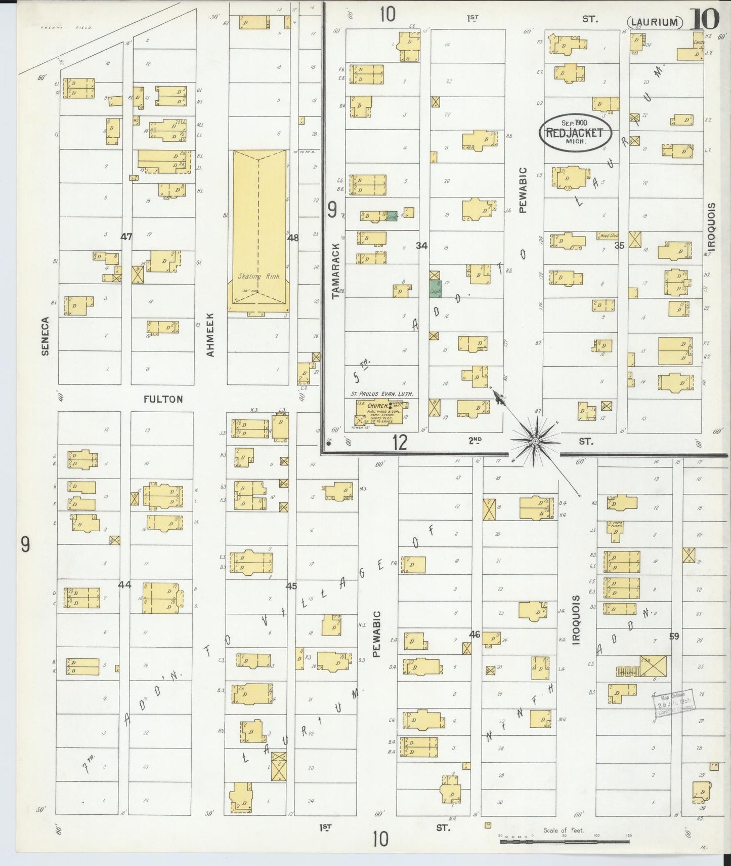 Sanborn Fire Insurance Map from Red Jacket, Houghton County, Michigan (1900), Sheet #0010 - Complete Map Set gallery image, historic Sanborn map, vintage wall art, Michigan Michigan