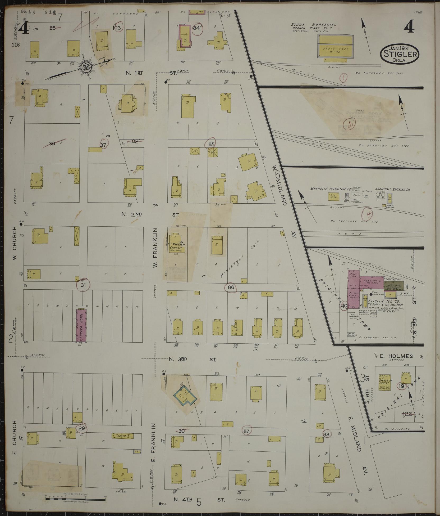 Sanborn Fire Insurance Map from Stigler, Haskell County, Oklahoma (1941), Sheet #0004 - Complete Map Set gallery image, historic Sanborn map, vintage wall art, Oklahoma Oklahoma