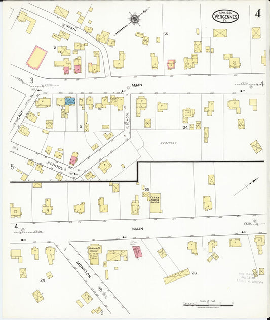 Sanborn Fire Insurance Map from Vergennes, Addison County, Vermont (1920), Sheet #0004 - Historic Sanborn Fire Insurance Map Print, vintage old map wall art, antique decor, genealogy gift, Vermont Vermont map