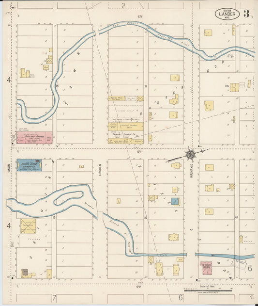 Sanborn Fire Insurance Map from Lander, Fremont County, Wyoming (1918), Sheet #0003 - Historic Sanborn Fire Insurance Map Print, vintage old map wall art, antique decor, genealogy gift, Wyoming Wyoming map