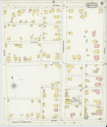 Sanborn Fire Insurance Map from Butler, Butler County, Pennsylvania (1896), Sheet #0008 - Complete Map Set gallery image, historic Sanborn map, vintage wall art, Pennsylvania Pennsylvania