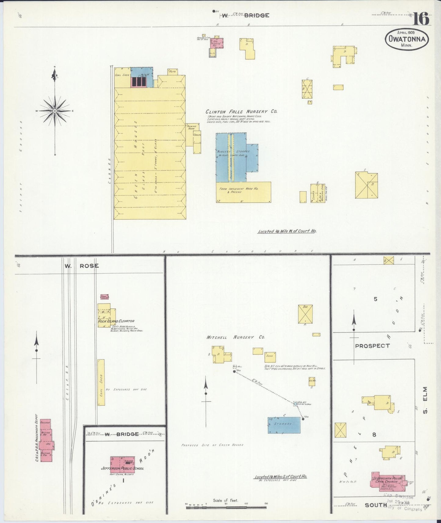 Sanborn Fire Insurance Map from Owatonna, Steele County, Minnesota (1909), Sheet #0016 - Complete Map Set gallery image, historic Sanborn map, vintage wall art, Minnesota Minnesota