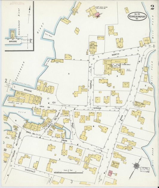 Sanborn Fire Insurance Map from Kennebunkport, York County, Maine (1911), Sheet #0002 - Historic Sanborn Fire Insurance Map Print, vintage old map wall art, antique decor, genealogy gift, Maine Maine map