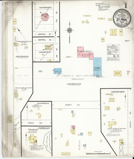 Sanborn Fire Insurance Map from Saint Paul, Neosho County, Kansas. (1912) – Historic Sanborn Fire Insurance Map Print
