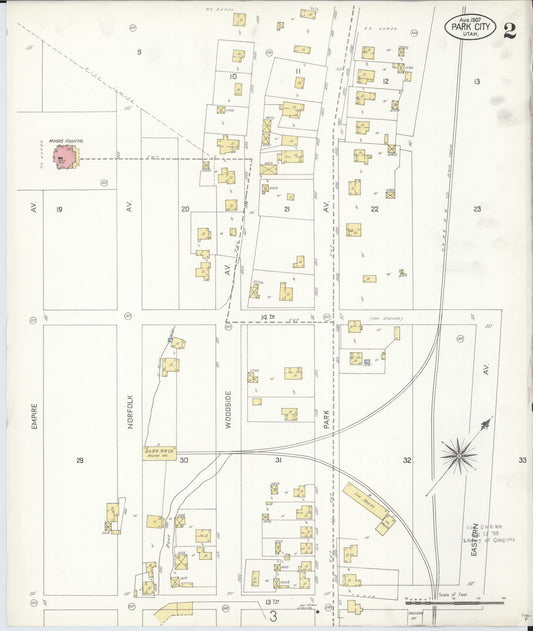 Sanborn Fire Insurance Map from Park City, Summit County, Utah (1907), Sheet #0002 - Historic Sanborn Fire Insurance Map Print, vintage old map wall art, antique decor, genealogy gift, Utah Utah map