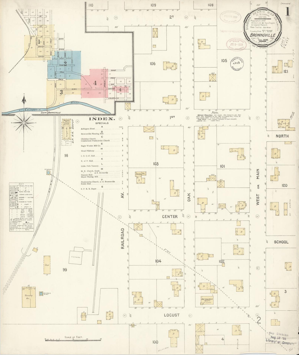 Sanborn Fire Insurance Map from Brownsville, Linn County, Oregon (1898), Sheet #0001 - Historic Sanborn Fire Insurance Map Print, vintage old map wall art, antique decor, genealogy gift, Oregon Oregon map