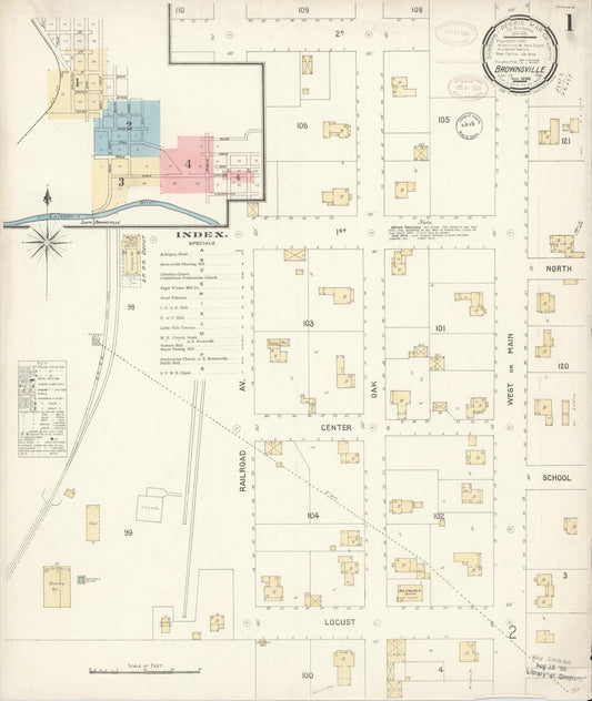 Sanborn Fire Insurance Map from Brownsville, Linn County, Oregon (1898), Sheet #0001 - Historic Sanborn Fire Insurance Map Print, vintage old map wall art, antique decor, genealogy gift, Oregon Oregon map