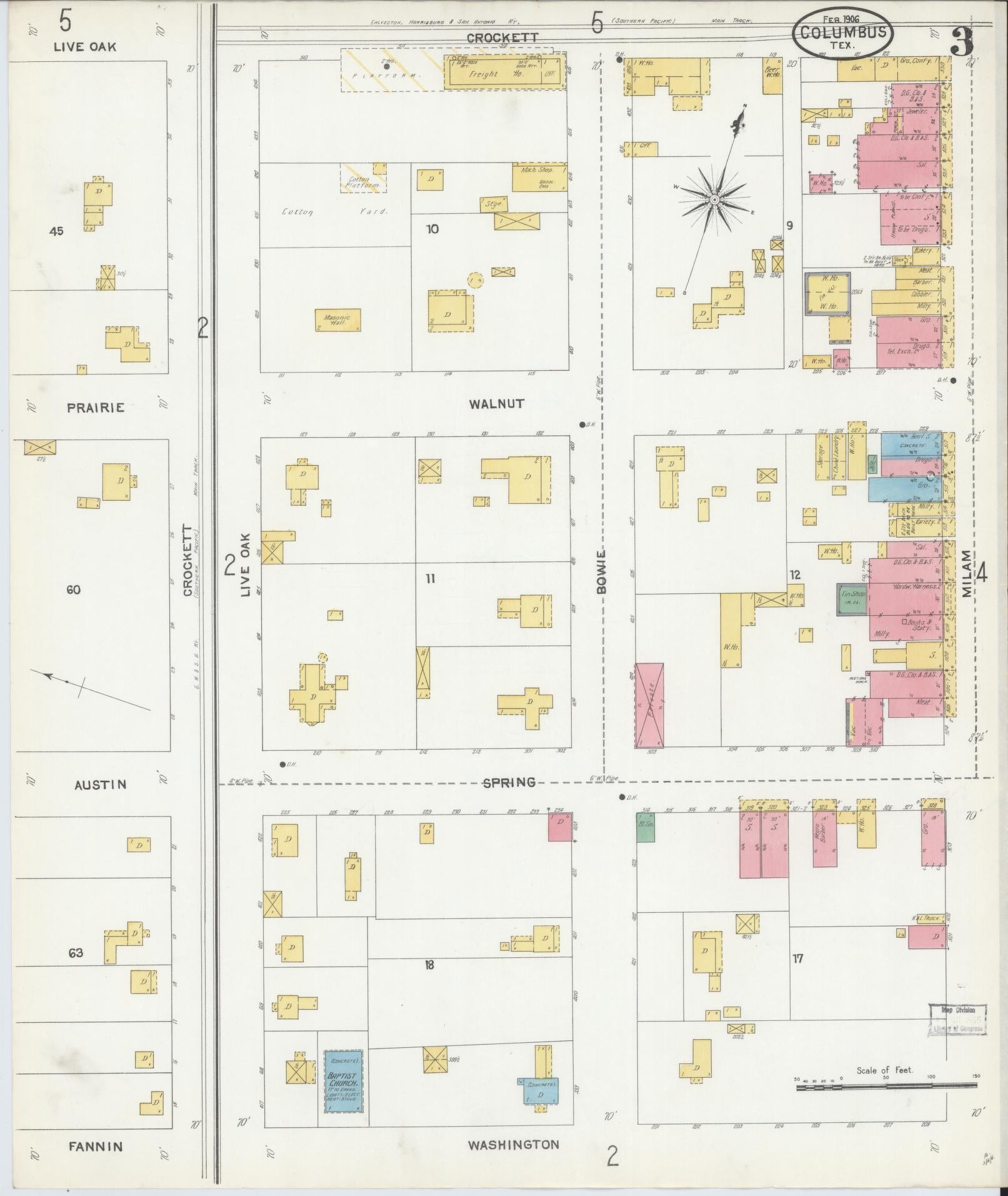 Sanborn Fire Insurance Map from Columbus, Colorado County, Texas (1906), Sheet #0003 - Historic Sanborn Fire Insurance Map Print, vintage old map wall art, antique decor, genealogy gift, Columbus Colorado map