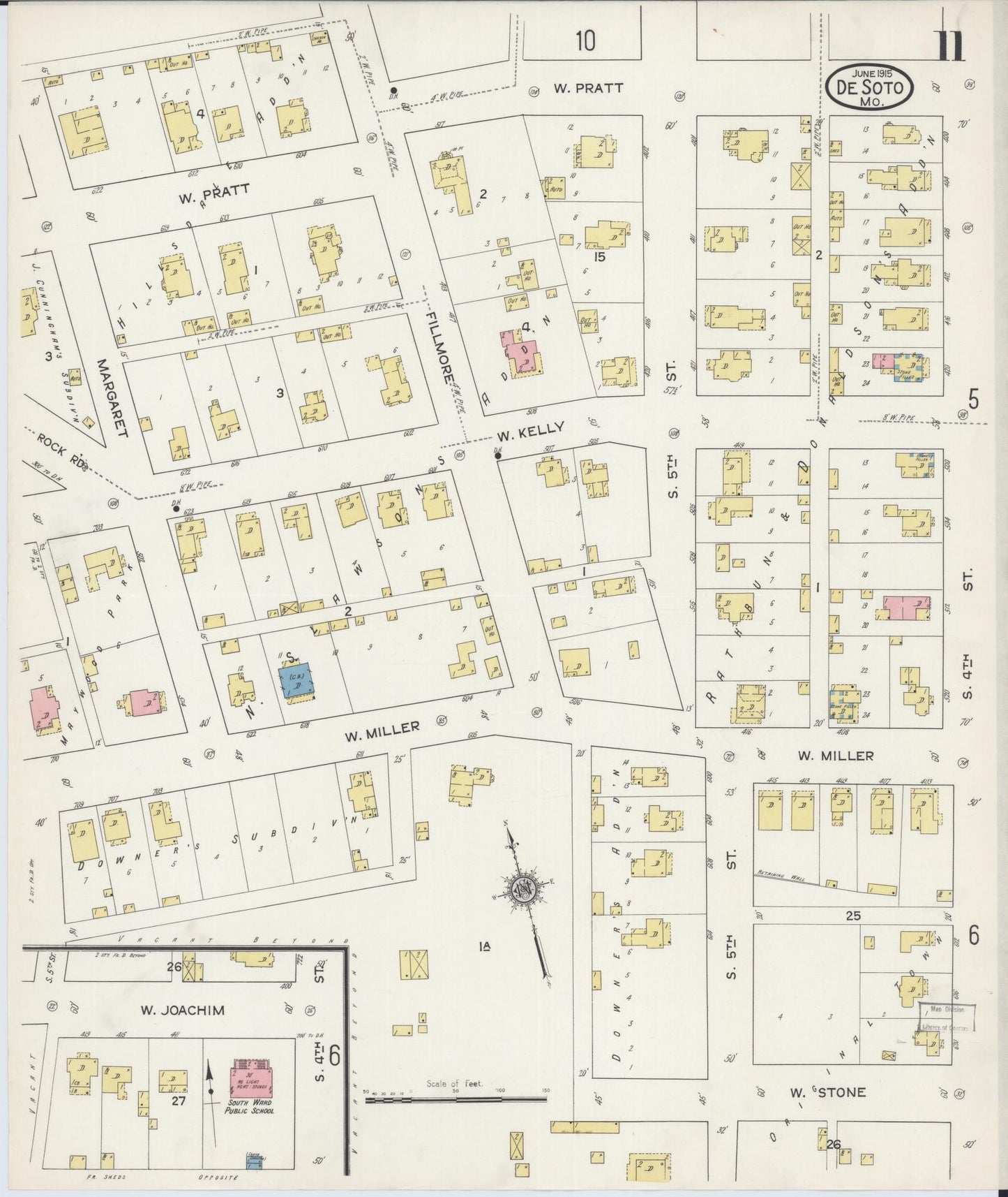 Sanborn Fire Insurance Map from De Soto, Jefferson County, Missouri (1915), Sheet #0011 - Complete Map Set gallery image, historic Sanborn map, vintage wall art, Missouri Missouri
