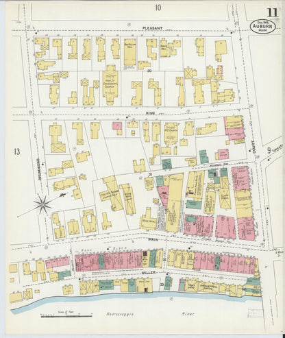 Sanborn Fire Insurance Map from Auburn, Androscoggin County, Maine (1902), Sheet #0011 - Complete Map Set gallery image, historic Sanborn map, vintage wall art, Maine Maine
