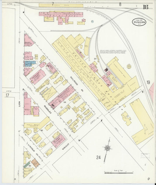 Sanborn Fire Insurance Map from Dunkirk, Chautauqua County, New York (1910), Sheet #0018 - Historic Sanborn Fire Insurance Map Print, vintage old map wall art, antique decor, genealogy gift, New York New York map