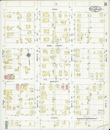 Sanborn Fire Insurance Map from Poplar Bluff, Butler County, Missouri (1910), Sheet #0008 - Complete Map Set gallery image, historic Sanborn map, vintage wall art, Missouri Missouri