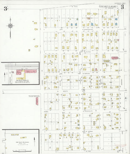 Sanborn Fire Insurance Map from Marengo, Iowa County, Iowa (1933), Sheet #0003 - Historic Sanborn Fire Insurance Map Print, vintage old map wall art