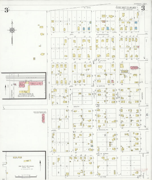 Sanborn Fire Insurance Map from Marengo, Iowa County, Iowa (1933), Sheet #0003 - Historic Sanborn Fire Insurance Map Print, vintage old map wall art