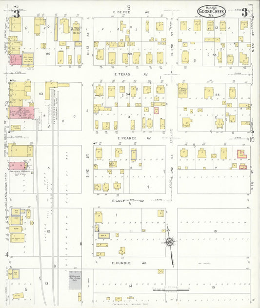 Sanborn Fire Insurance Map from Goose Creek, Harris County, Texas (1931), Sheet #0003 - Historic Sanborn Fire Insurance Map Print, vintage old map wall art, antique decor, genealogy gift, Texas Texas map