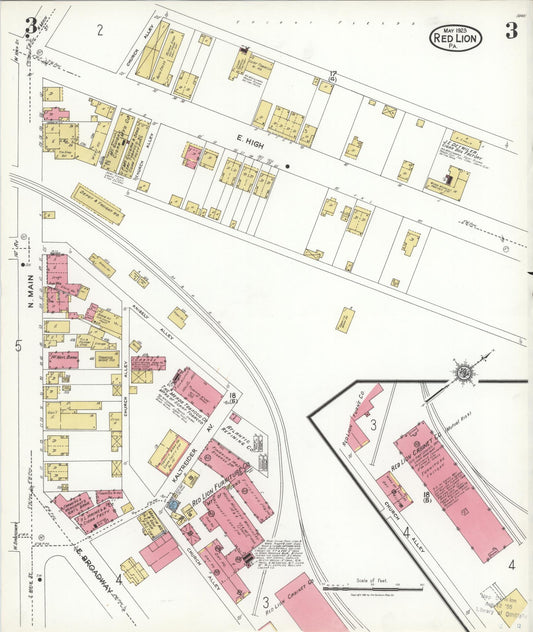 Sanborn Fire Insurance Map from Red Lion, York County, Pennsylvania (1923), Sheet #0003 - Historic Sanborn Fire Insurance Map Print, vintage old map wall art, antique decor, genealogy gift, Pennsylvania Pennsylvania map