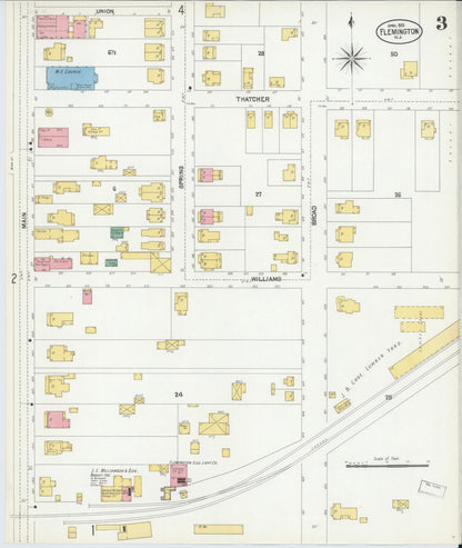 Sanborn Fire Insurance Map from Flemington, Hunterdon County, New Jersey (1902), Sheet #0003 - Historic Sanborn Fire Insurance Map Print, vintage old map wall art, antique decor, genealogy gift, New Jersey New Jersey map