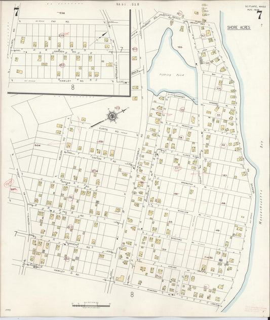 Sanborn Fire Insurance Map from Scituate, Plymouth County, Massachusetts (1944), Sheet #0007 - Historic Sanborn Fire Insurance Map Print, vintage old map wall art, antique decor, genealogy gift, Massachusetts Massachusetts map